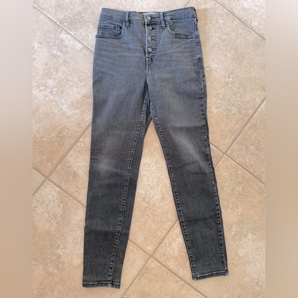 Everlane stretch high rise button fly skinny Jean black
